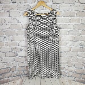 Mario Serrani Sleeveless  Sheath Dress Size Large Black White Geometric